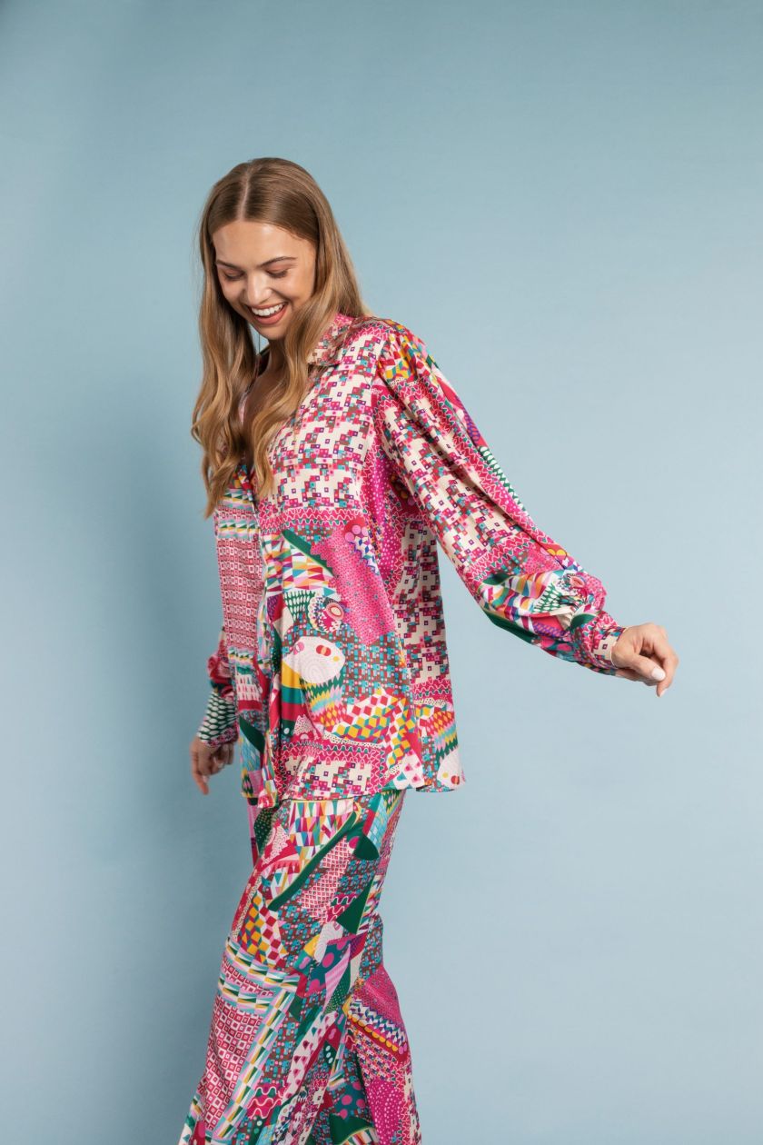 Brigitte Shirt Oversized Silk-Touch Shirt Front View