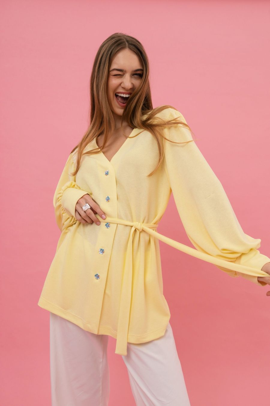 Brigitte Shirt Oversized Silk-Touch Front View